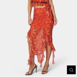 Floral Ruffle Midi Skirt